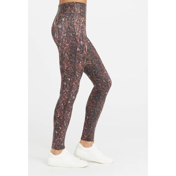 SPANX NWT Faux Leather Snake Shine Legging in Mocha Snake // XS - Picture 3 of 14